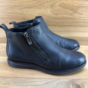 Cole Haan Grand Os Womens Boots 8.5 Black Leather Zip Comfort